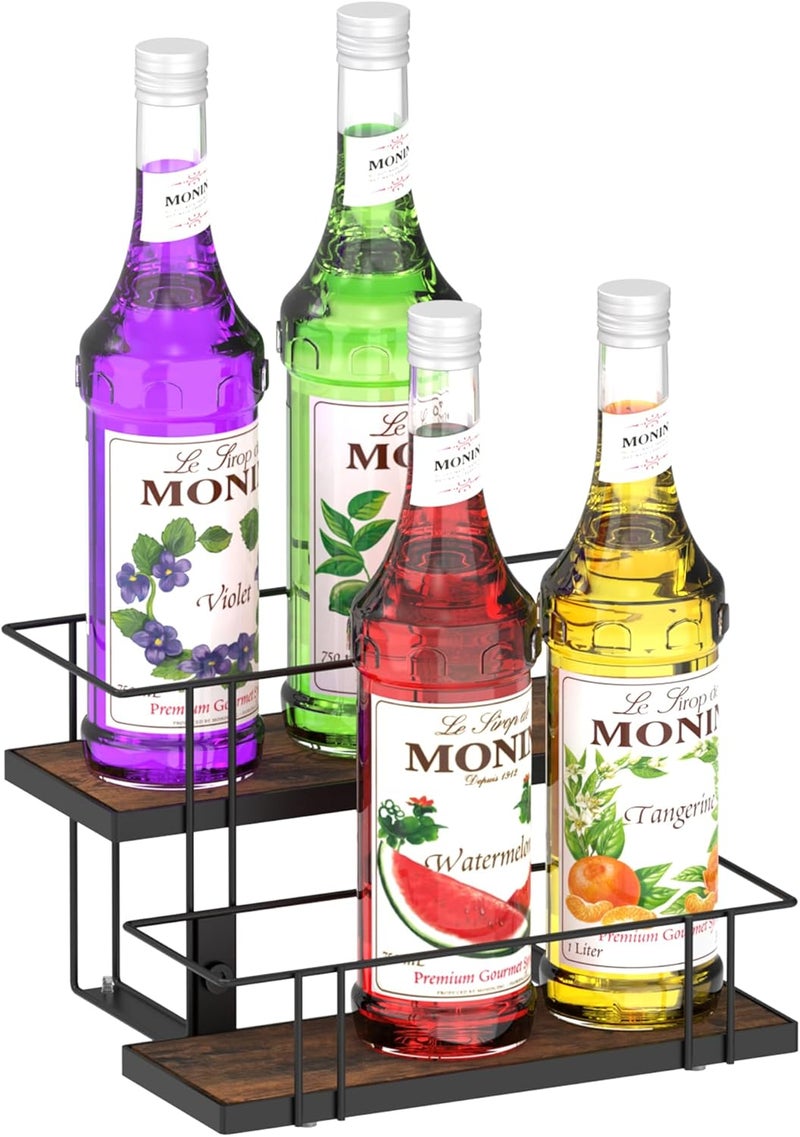 Alyoen Coffee Syrup Rack Organizer, 6 Bottles Syrup Holder Stand for Coffee Bar, Small Coffee Bar Organizer Shelf, Coffee Station Organizer for Countertop Wine, Liquor - Image 1